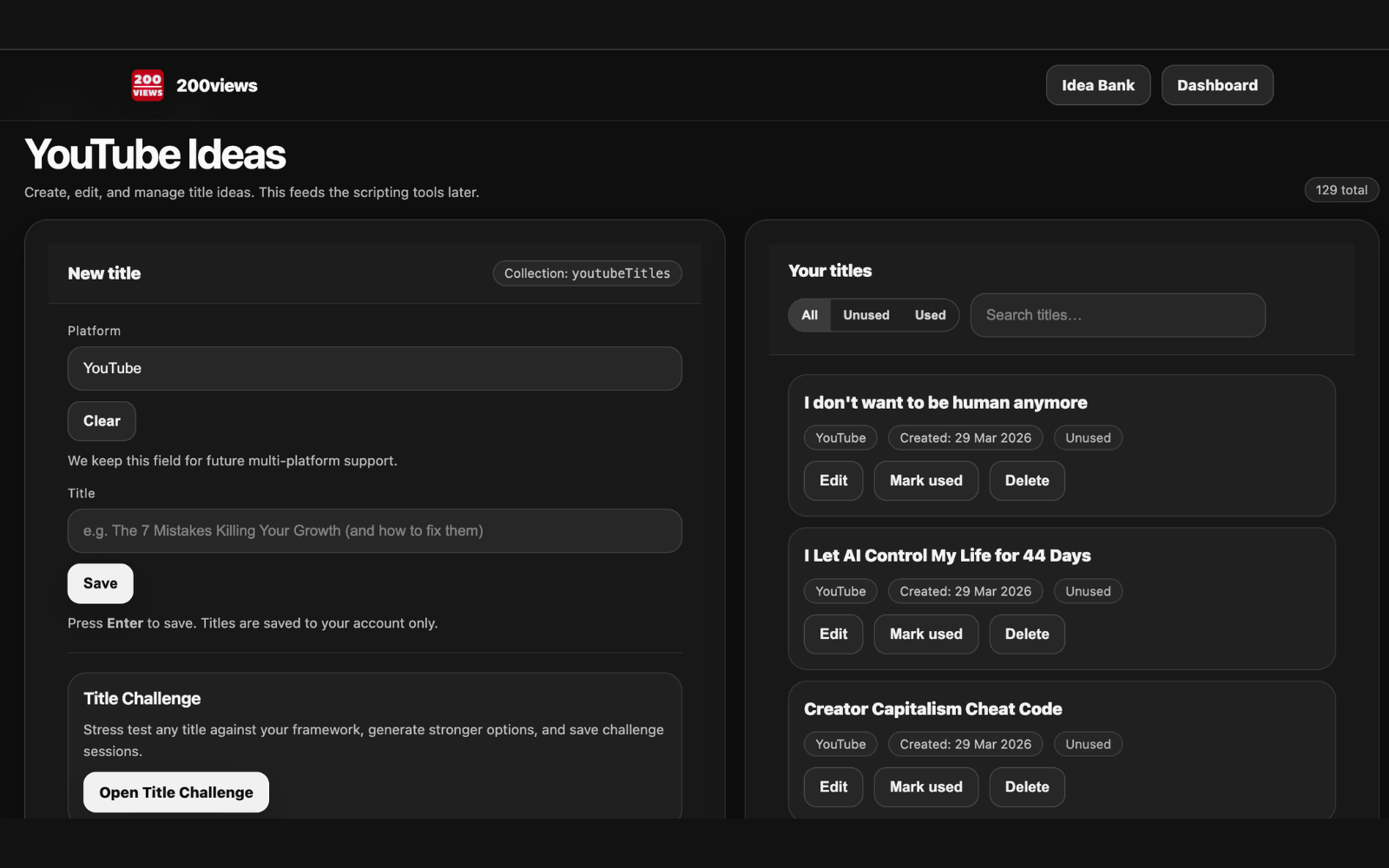 200views ideas and scripting view