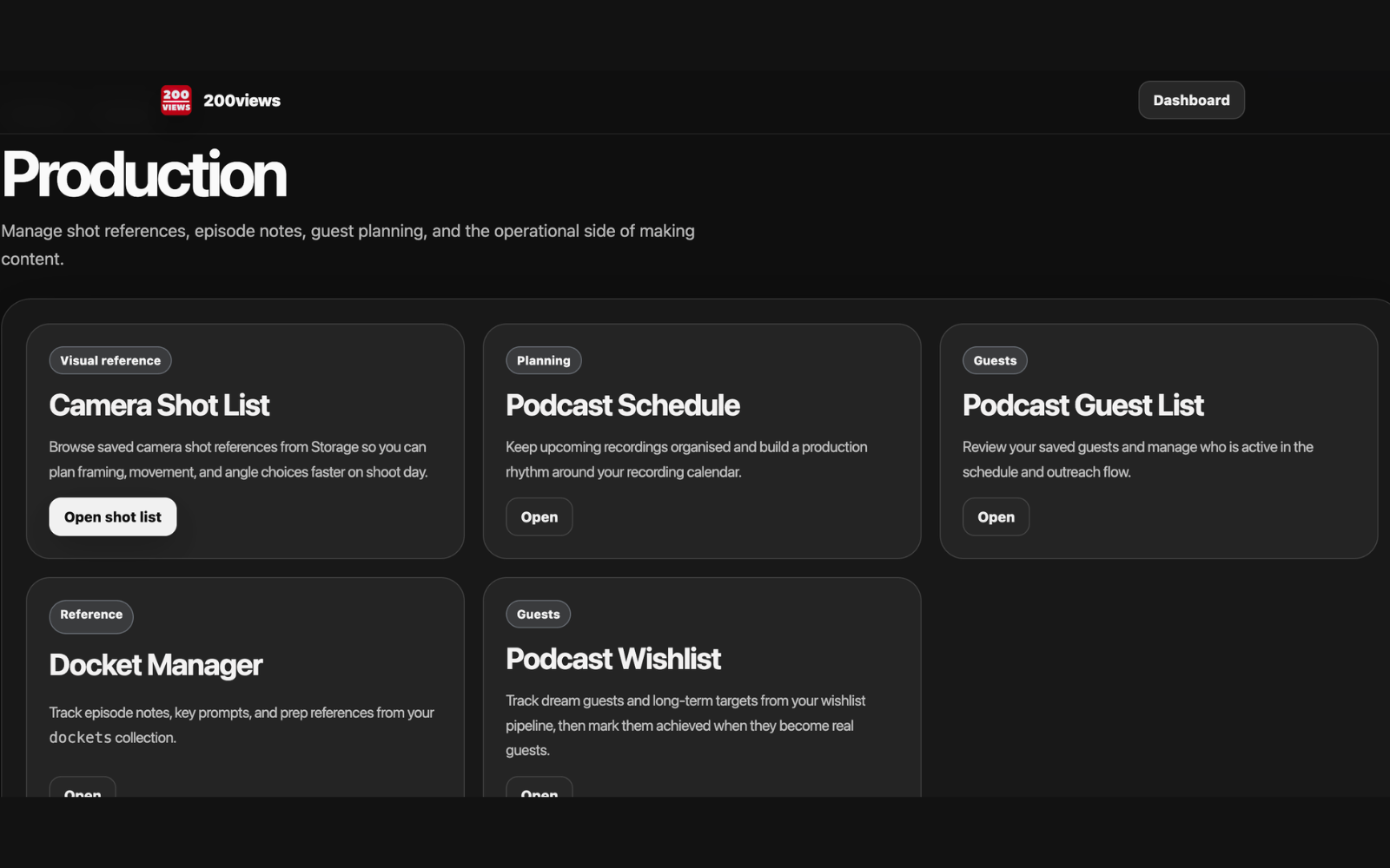 200views production and scripting view